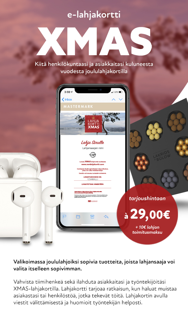 Mastermark.fi – E-LAHJAKORTTI XMAS 29 +10 EUR OMALLA LOGOLLA